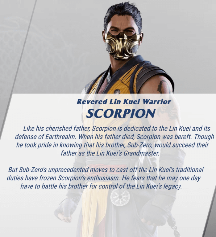 Scorpions Bio from the MK1 website (Transcript Below)